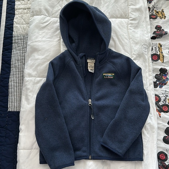 L.L. Bean Kids' Navy Fleece Hoodie - Picture 3 of 4